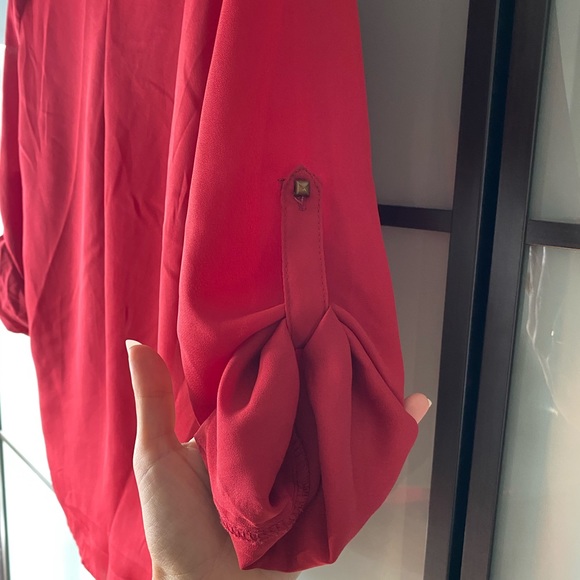 (2 for $20) Costa Blanca Red v-neck long sleeve blouse - Picture 6 of 9